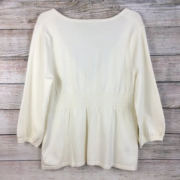 Croft & Barrow Knit Top Cardigan Lightweight Button Front Cream Large - Picture 4 of 10
